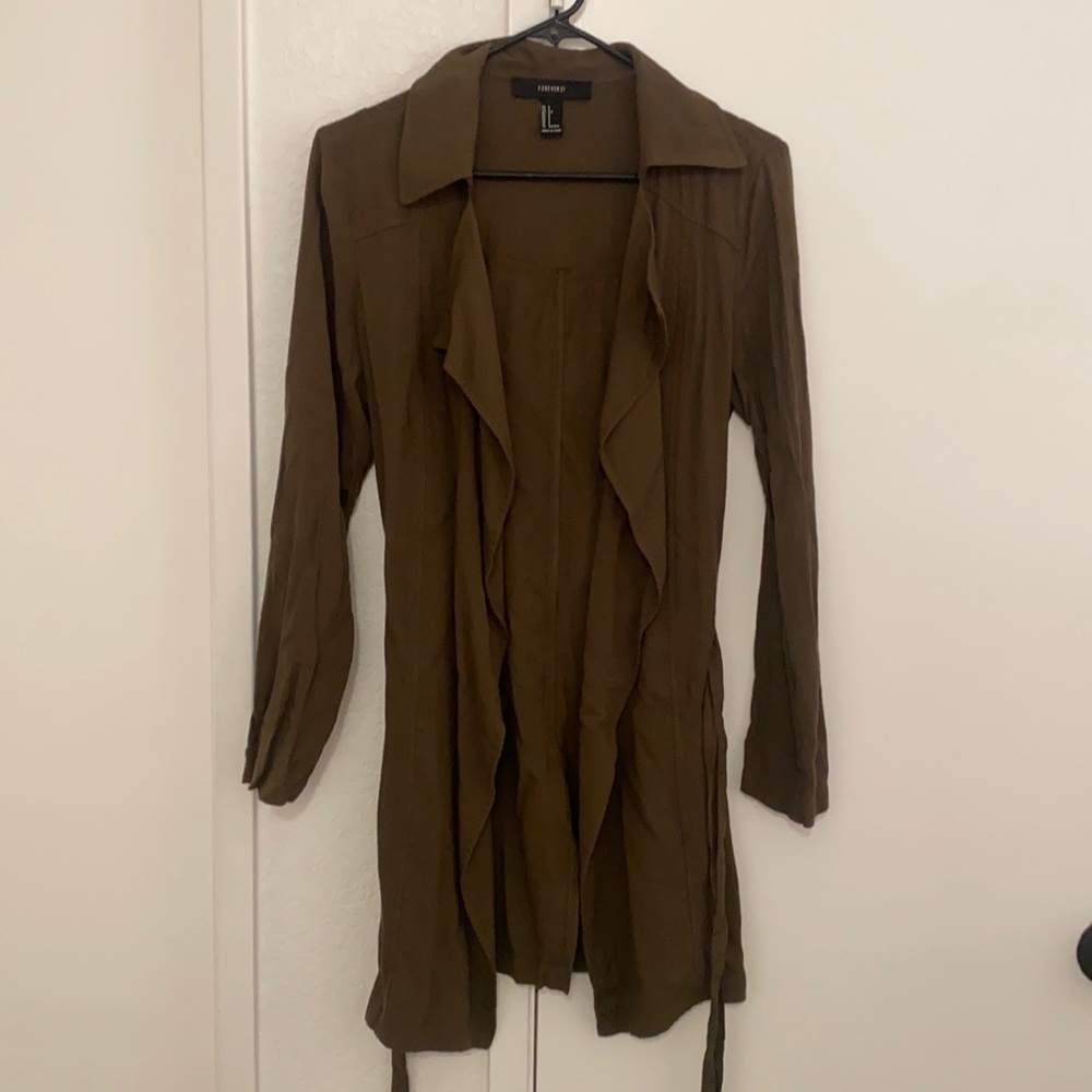 Women’s light weight dark green trench jacket